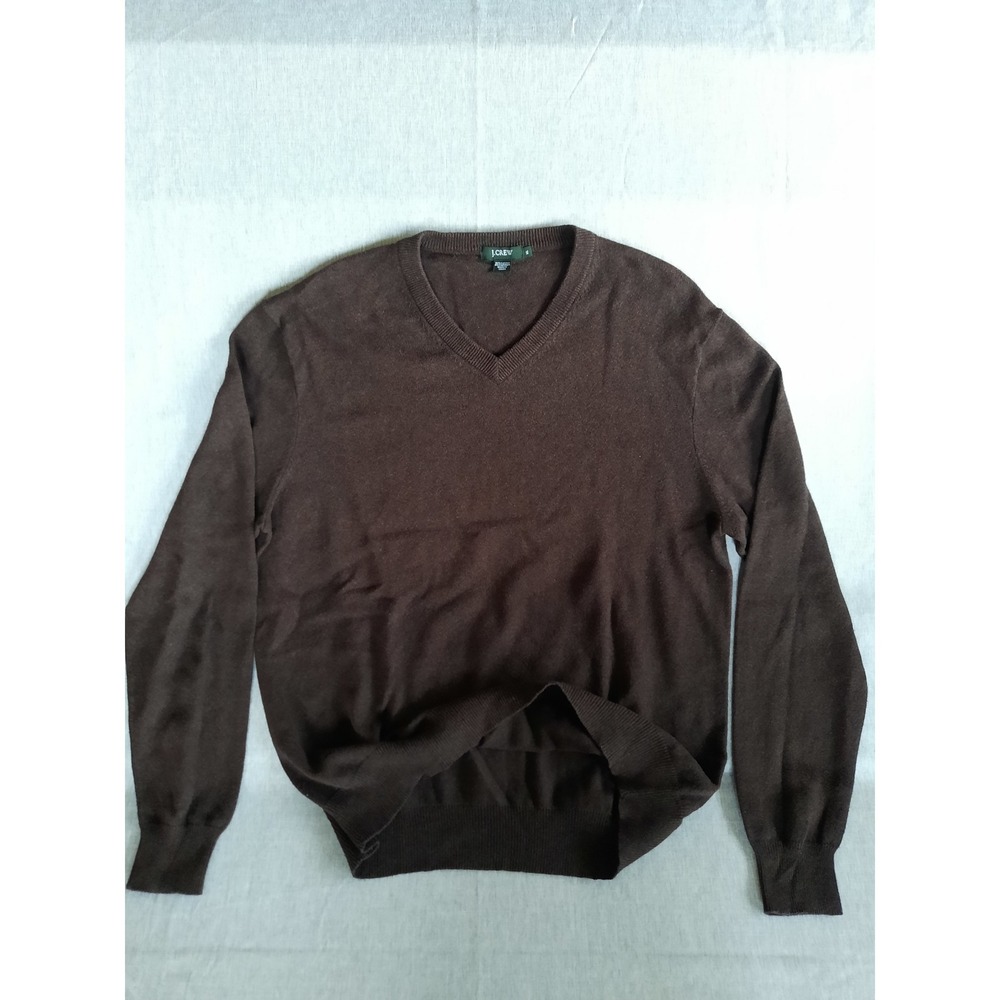 J. Crew Men XL Knit Blended Cashmere V-neck Solid Choco Brown Pullover Sweater
